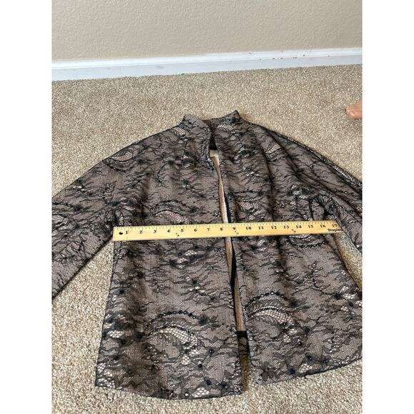 CHICO'S Lace-Embellished Jacket Delicate black lace overlay blazer SZ 0 (SM) - Picture 4 of 7